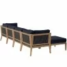 Modway Brisbane 3-Piece Teak Wood Outdoor Patio Set - Natural Light Brown - Set in Back Side Angle - Modway Brisbane 3-Piece Teak Wood Outdoor Patio Set - Natural Light Brown - Set in Back Side Angle
