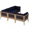 Modway Clearwater Outdoor Patio Teak Wood 5-Piece Sectional Sofa in Gray Navy - Set in Back Side Angle