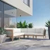 Modway Clearwater Outdoor Patio Teak Wood 5-Piece Sectional Sofa in Gray White - Lifestyle - Modway Clearwater Outdoor Patio Teak Wood 5-Piece Sectional Sofa in Gray White - Lifestyle