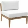Modway Clearwater Outdoor Patio Teak Wood 5-Piece Sectional Sofa in Gray Navy - Corner Chair in Front Side Angle - Modway Clearwater Outdoor Patio Teak Wood 5-Piece Sectional Sofa in Gray Navy - Corner Chair in Front Side Angle
