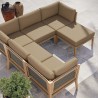 Modway Clearwater Outdoor Patio Teak Wood 6-Piece Sectional Sofa - Light brown - Lifestyle