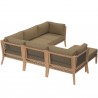 Modway Clearwater Outdoor Patio Teak Wood 6-Piece Sectional Sofa - Light brown - Set in Back Side Angle