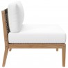 Modway Clearwater Outdoor Patio Teak Wood 6-Piece Sectional Sofa - Gray White - Armless Chair in Side Angle
