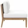 Modway Clearwater Outdoor Patio Teak Wood 6-Piece Sectional Sofa - Gray White - Armless Chair in Side Angle - Modway Clearwater Outdoor Patio Teak Wood 6-Piece Sectional Sofa - Gray White - Armless Chair in Side Angle