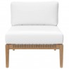 Modway Clearwater Outdoor Patio Teak Wood 6-Piece Sectional Sofa - Gray White - Armless Chair in Front Angle