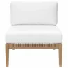 Modway Clearwater Outdoor Patio Teak Wood 6-Piece Sectional Sofa - Gray White - Armless Chair in Front Angle - Modway Clearwater Outdoor Patio Teak Wood 6-Piece Sectional Sofa - Gray White - Armless Chair in Front Angle