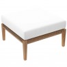 Modway Clearwater Outdoor Patio Teak Wood 6-Piece Sectional Sofa - Gray White - Ottoman in Front Side Top Angle