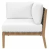 Modway Clearwater Outdoor Patio Teak Wood 6-Piece Sectional Sofa - Gray White - Corner Chair in Side Angle - Modway Clearwater Outdoor Patio Teak Wood 6-Piece Sectional Sofa - Gray White - Corner Chair in Side Angle