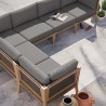 Modway Clearwater Outdoor Patio Teak Wood 6-Piece Sectional Sofa - Gray Graphite - Lifestyle 2