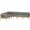 Modway Clearwater Outdoor Patio Teak Wood 6-Piece Sectional Sofa - Gray Graphite - Set in Front Side Angle - Modway Clearwater Outdoor Patio Teak Wood 6-Piece Sectional Sofa - Gray Graphite - Set in Front Side Angle