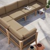 Modway Clearwater Outdoor Patio Teak Wood 6-Piece Sectional Sofa - Gray Light Brown - Lifestyle