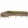 Modway Clearwater Outdoor Patio Teak Wood 6-Piece Sectional Sofa - Gray Light Brown - Set in Front Side Angle - Modway Clearwater Outdoor Patio Teak Wood 6-Piece Sectional Sofa - Gray Light Brown - Set in Front Side Angle