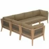 Modway Clearwater Outdoor Patio Teak Wood 6-Piece Sectional Sofa - Gray Light Brown - Set in Front Side Top Angle - Modway Clearwater Outdoor Patio Teak Wood 6-Piece Sectional Sofa - Gray Light Brown - Set in Front Side Top Angle