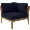 Modway Clearwater Outdoor Patio Teak Wood 6-Piece Sectional Sofa - Gray Navy - Corner Chair in Front Angle - Modway Clearwater Outdoor Patio Teak Wood 6-Piece Sectional Sofa - Gray Navy - Corner Chair in Front Angle