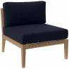 Modway Clearwater Outdoor Patio Teak Wood 6-Piece Sectional Sofa - Gray Navy - Armless Chair in Front Side Angle - Modway Clearwater Outdoor Patio Teak Wood 6-Piece Sectional Sofa - Gray Navy - Armless Chair in Front Side Angle