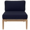Modway Clearwater Outdoor Patio Teak Wood 6-Piece Sectional Sofa - Gray Navy - Armless Chair in Front Angle