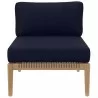 Modway Clearwater Outdoor Patio Teak Wood 6-Piece Sectional Sofa - Gray Navy - Armless Chair in Front Angle - Modway Clearwater Outdoor Patio Teak Wood 6-Piece Sectional Sofa - Gray Navy - Armless Chair in Front Angle