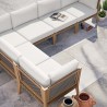 Modway Clearwater Outdoor Patio Teak Wood 6-Piece Sectional Sofa - Gray White - Lifestyle