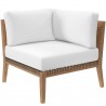 Modway Clearwater Outdoor Patio Teak Wood 6-Piece Sectional Sofa - Gray White - Lifestyle - Corner Chair in Front Side Angle