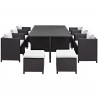 Modway Reversal 11 Piece Outdoor Patio Dining Set - Espresso White - Front View