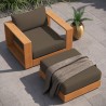 Modway Tahoe 2-Piece Outdoor Patio Acacia Wood Armchair and Ottoman Set Top