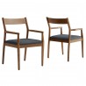 Modway Solara Vegan Leather Wood Dining Armchairs Set of 2