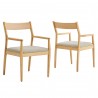 Modway Solara Fabric Wood Dining Armchairs Set of 2 Natural