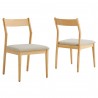 Modway Solara Fabric Wood Dining Side Chairs Natural Set of 2
