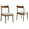 Modway Solara Fabric Wood Dining Side Chairs Walnut Set of 2