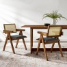 Modway Thera Vegan Leather Cane Dining Armchairs Set of 2