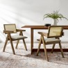 Modway Thera Vegan Leather Cane Dining Armchairs Set of 2