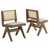 Modway Thera Vegan Leather and Cane Dining Side Chairs Set of 2 Gray