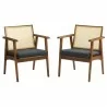 Modway Thera Vegan Leather and Cane Accent Armchairs Set of 2 Black - Modway Thera Vegan Leather and Cane Accent Armchairs Set of 2 Black