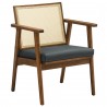 Modway Thera Vegan Leather and Cane Accent Armchairs Set of 2 Black