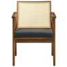 Modway Thera Vegan Leather and Cane Accent Armchairs Set of 2 Black Front