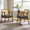 Modway Thera Vegan Leather and Cane Accent Armchairs Set of 2 Black