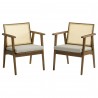 Modway Thera Vegan Leather and Cane Accent Armchairs Set of 2 Gray