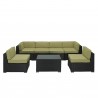 Modway Aero 7 Piece Outdoor Patio Sectional Set in Espresso Peridot - Set in Front Angle