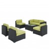 Modway Aero 7 Piece Outdoor Patio Sectional Set in Espresso Peridot - Set in Front Side Angle