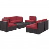 Modway Aero 7 Piece Outdoor Patio Sectional Set in Espresso Red - Set in Front Side Angle