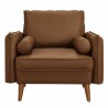 Modway Revive Upholstered Vegan Leather Accent Armchair Brown Front