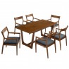 Modway Solara 7-Piece Wood Dining Set with Vegan Leather Armchairs Set