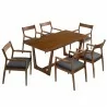 Modway Solara 7-Piece Wood Dining Set with Vegan Leather Armchairs Set - Modway Solara 7-Piece Wood Dining Set with Vegan Leather Armchairs Set