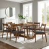 Modway Solara 7-Piece Wood Dining Set with Vegan Leather Armchairs