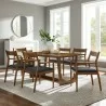 Modway Solara 7-Piece Wood Dining Set with Vegan Leather Armchairs - Modway Solara 7-Piece Wood Dining Set with Vegan Leather Armchairs