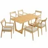 Modway Solara 7-Piece Wood Dining Set with Fabric Upholstered Armchairs Natural - Modway Solara 7-Piece Wood Dining Set with Fabric Upholstered Armchairs Natural