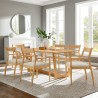 Modway Solara 7-Piece Wood Dining Set with Fabric Upholstered Armchairs Natural
