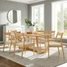 Modway Solara 7-Piece Wood Dining Set with Fabric Upholstered Armchairs Natural - Modway Solara 7-Piece Wood Dining Set with Fabric Upholstered Armchairs Natural