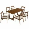 Modway Solara 7-Piece Wood Dining Set with Fabric Upholstered Armchairs Walnut - Modway Solara 7-Piece Wood Dining Set with Fabric Upholstered Armchairs Walnut