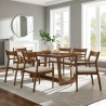 Modway Solara 7-Piece Wood Dining Set with Fabric Upholstered Armchairs Walnut
